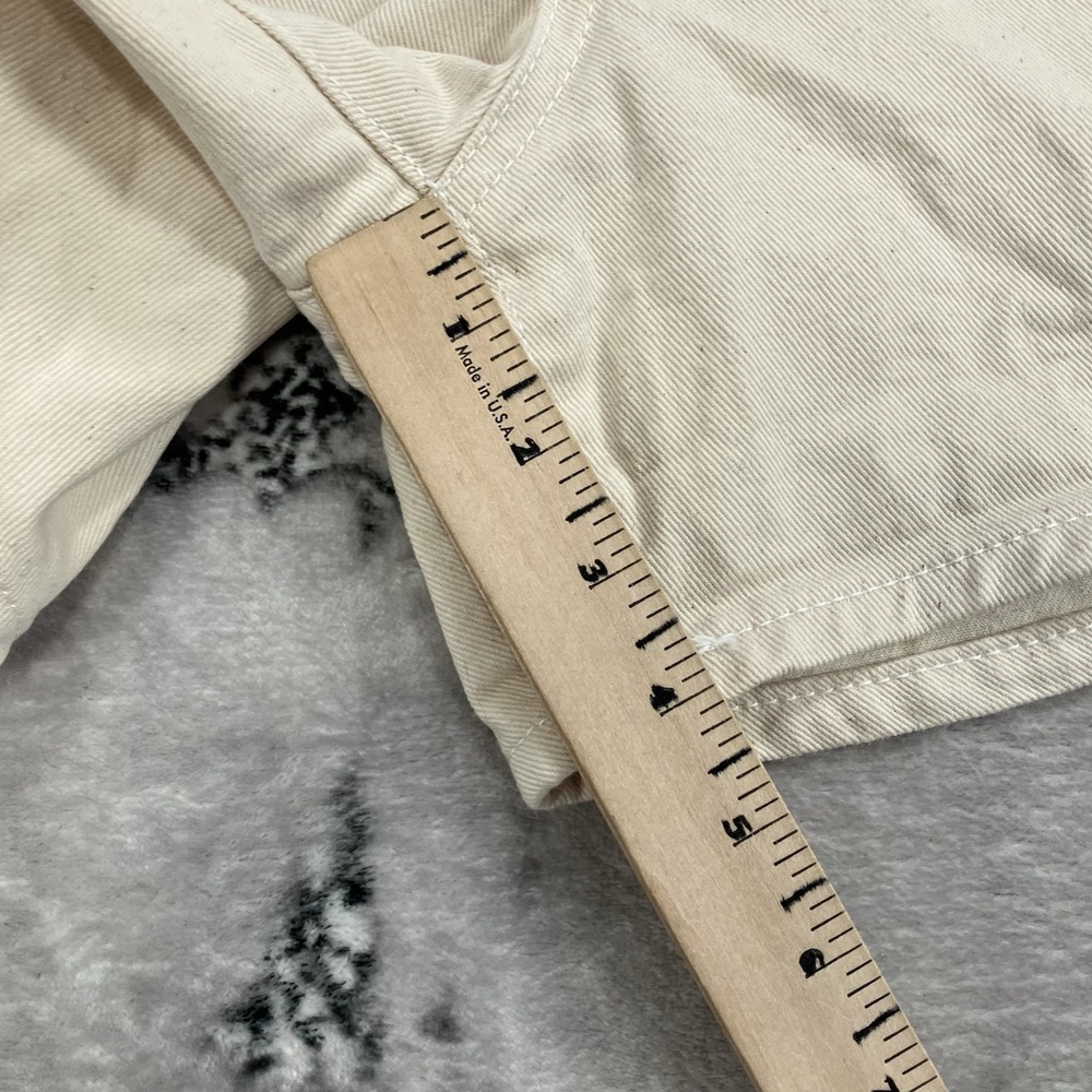 Zara High Rise Denim Shorts Women Cream White Size 12 EUR 44 Button FLy - Picture 6 of 11